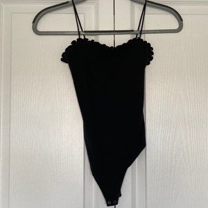 NWOT Abercrombie & Fitch Ruffle Trim Bodysuit, Black, XS